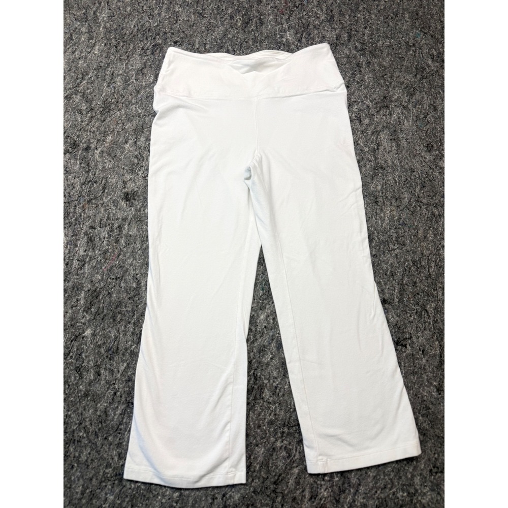 Style & Co Womens Petite Medium White Cropped Yoga Pants Wide Waistband PM